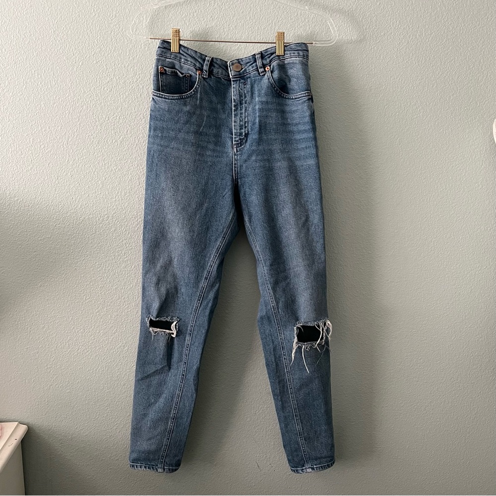 ASOS Denim High Waist Farleigh Mom Jeans tapered Distressed 28